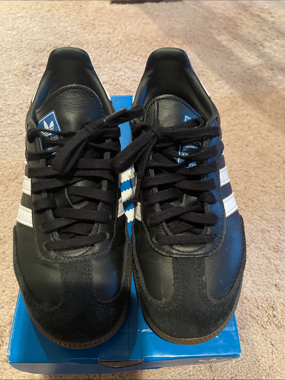 adidas Black Kids Sneakers with White Stripes